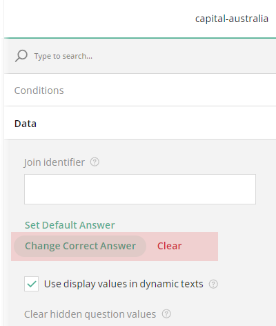 How to change or delete the correct answer set for a question